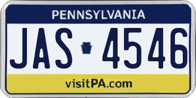 PA license plate JAS4546