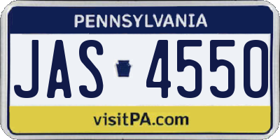 PA license plate JAS4550