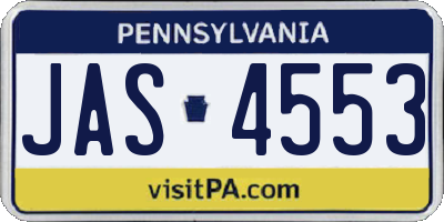 PA license plate JAS4553