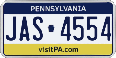 PA license plate JAS4554