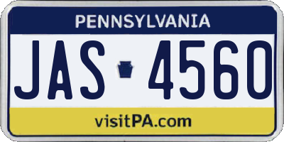 PA license plate JAS4560
