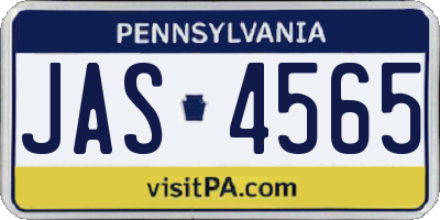 PA license plate JAS4565