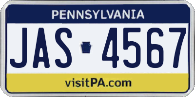 PA license plate JAS4567