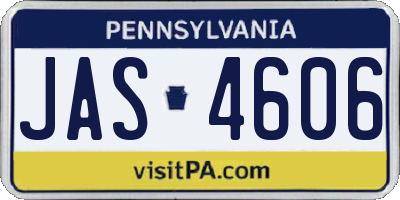 PA license plate JAS4606