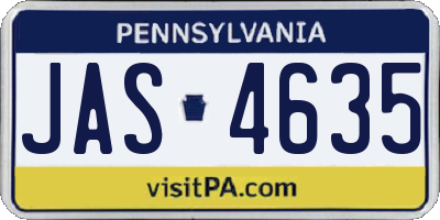 PA license plate JAS4635