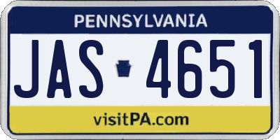 PA license plate JAS4651