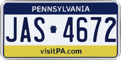 PA license plate JAS4672