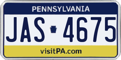 PA license plate JAS4675