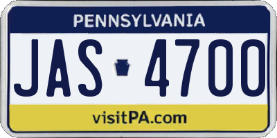 PA license plate JAS4700