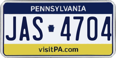 PA license plate JAS4704