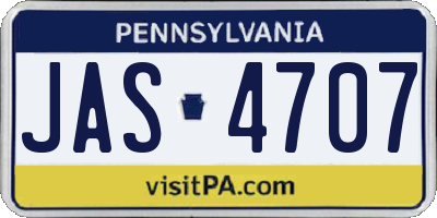 PA license plate JAS4707