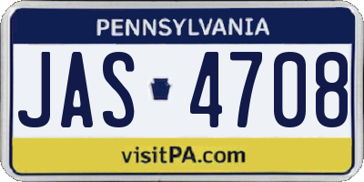 PA license plate JAS4708