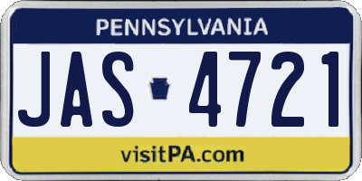 PA license plate JAS4721