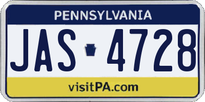 PA license plate JAS4728
