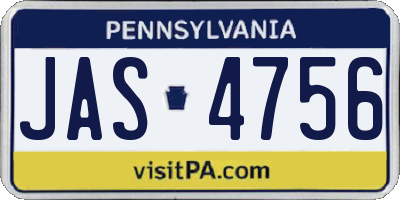 PA license plate JAS4756