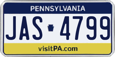 PA license plate JAS4799