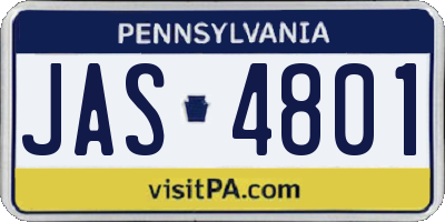 PA license plate JAS4801
