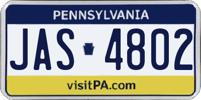 PA license plate JAS4802