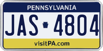 PA license plate JAS4804