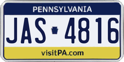 PA license plate JAS4816