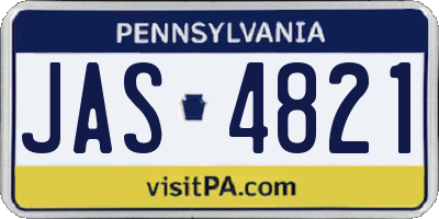 PA license plate JAS4821