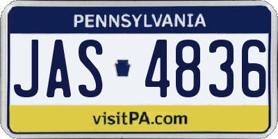 PA license plate JAS4836