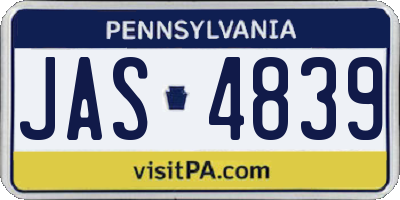 PA license plate JAS4839