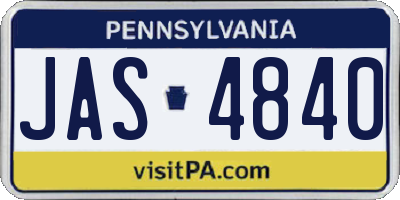 PA license plate JAS4840