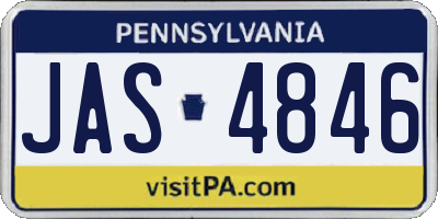 PA license plate JAS4846