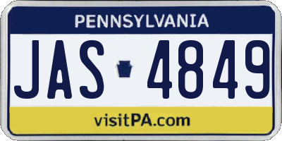 PA license plate JAS4849