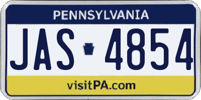 PA license plate JAS4854