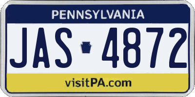 PA license plate JAS4872