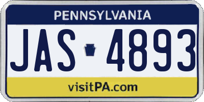 PA license plate JAS4893