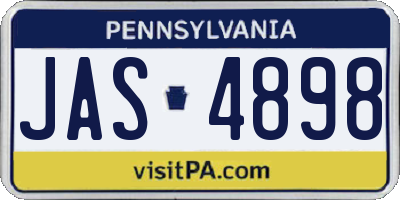 PA license plate JAS4898