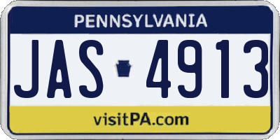 PA license plate JAS4913