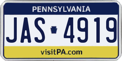 PA license plate JAS4919