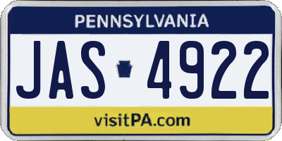 PA license plate JAS4922