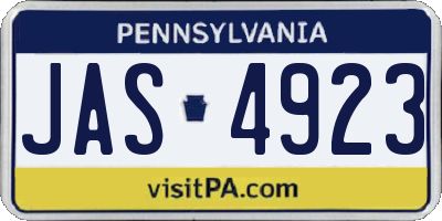 PA license plate JAS4923