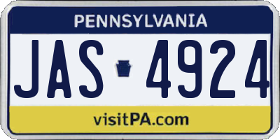 PA license plate JAS4924