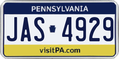 PA license plate JAS4929