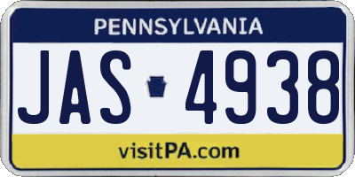 PA license plate JAS4938