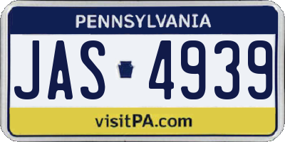 PA license plate JAS4939