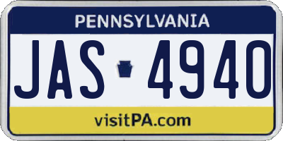 PA license plate JAS4940