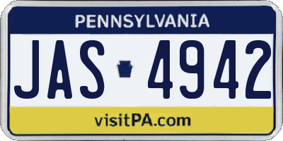 PA license plate JAS4942