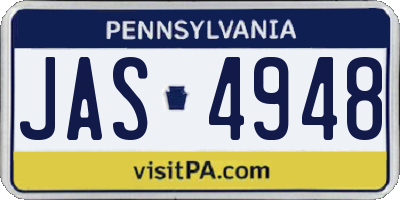 PA license plate JAS4948