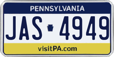 PA license plate JAS4949
