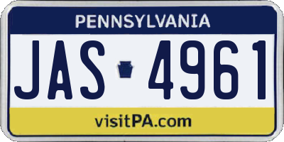 PA license plate JAS4961