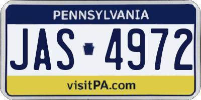 PA license plate JAS4972