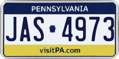 PA license plate JAS4973