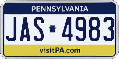PA license plate JAS4983